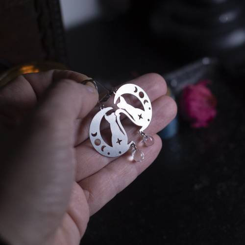 boucles d'oreilles chat en acier inoxydable