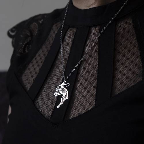collier pendentif lapin en acier inoxydable