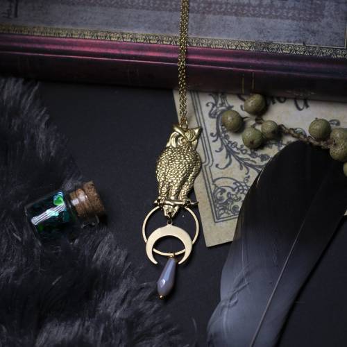 collier pendentif hibou en laiton