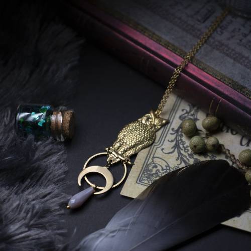 collier pendentif hibou en laiton