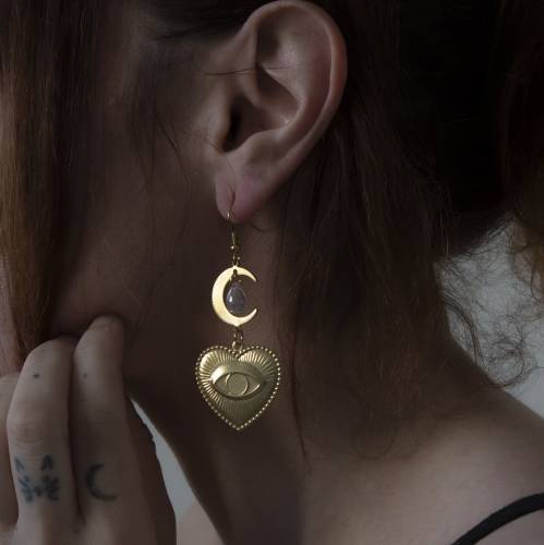 boucles d'oreilles coeur en laiton