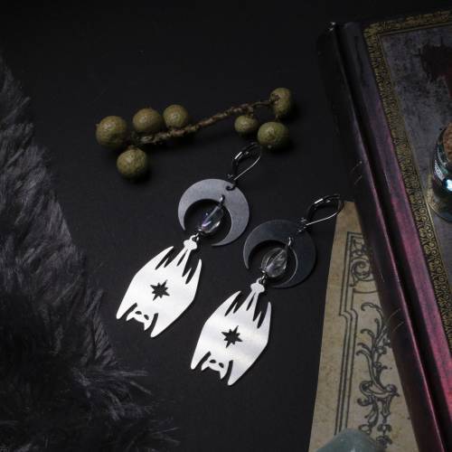 boucles d'oreilles chauve-souris  en acier inoxydable