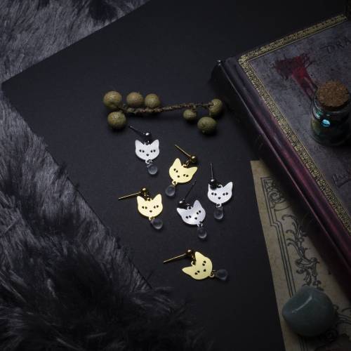 puces d'oreilles chats en acier inoxydable