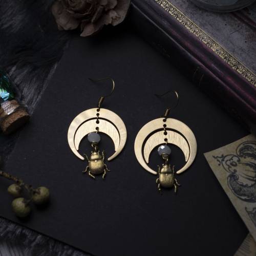 boucles d'oreilles scarabée en laiton