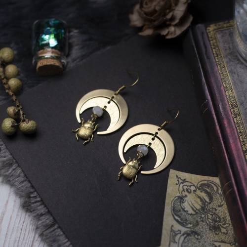 boucles d'oreilles scarabée en laiton