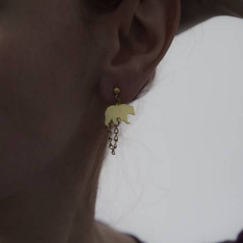 mono boucle - puce oreille  ours doré