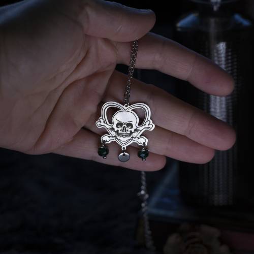 ras-de-cou pendentif tête de mort  en acier inoxydable