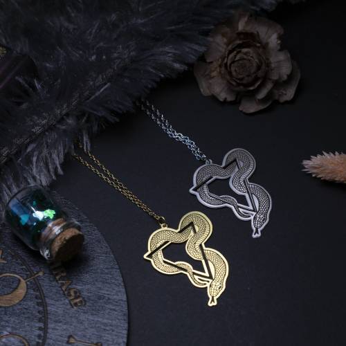 collier pendentif serpent en acier inoxydable