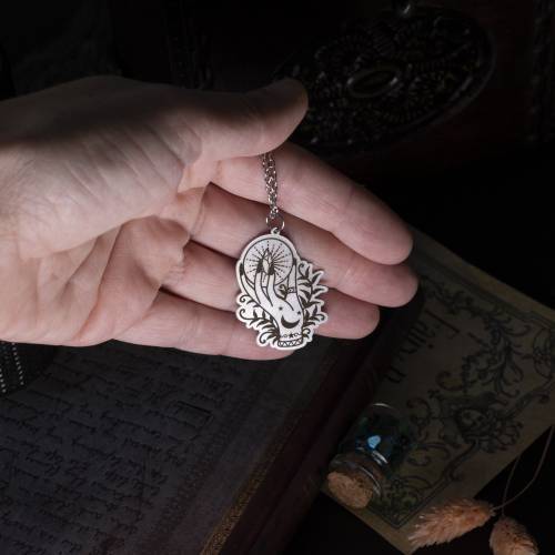 collier pendentif main en acier inoxydable