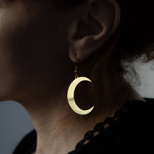 boucles d'oreilles lune  - witchy en laiton