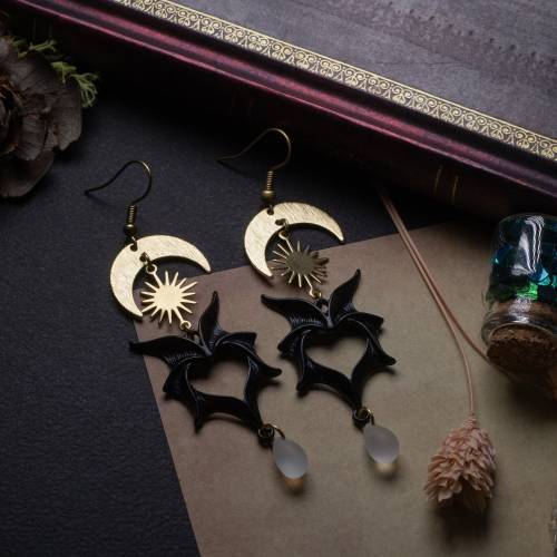 boucles d'oreilles coeur noir en laiton - gothique