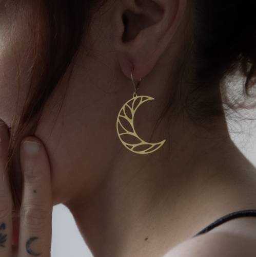 boucles d'oreilles lune  - witchy en laiton