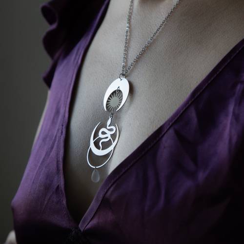 collier pendentif serpent en acier inoxydable