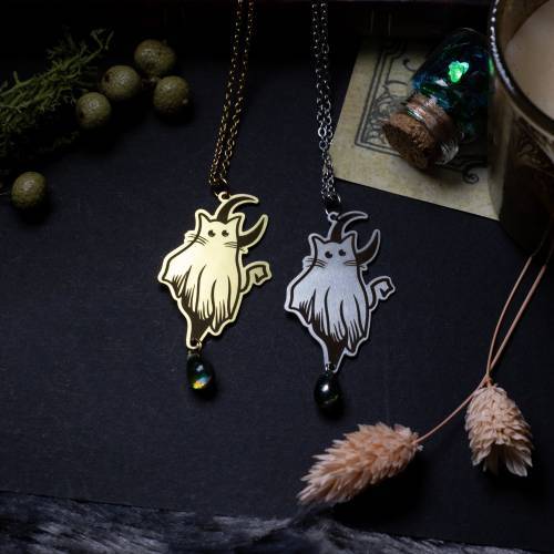 collier pendentif chat fantôme en acier inoxydable