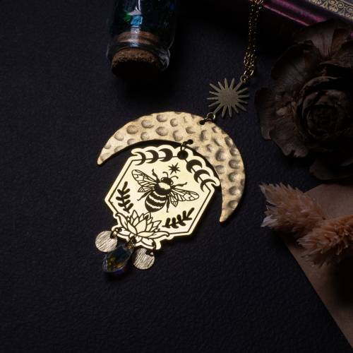 collier pendentif abeille en laiton
