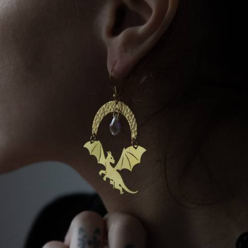 boucles d'oreilles gargouilles - dragons en laiton