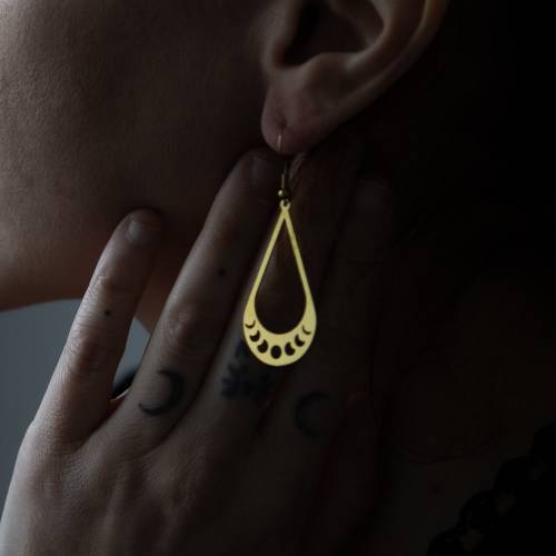 boucles d'oreilles phase de la lune - witchy en laiton