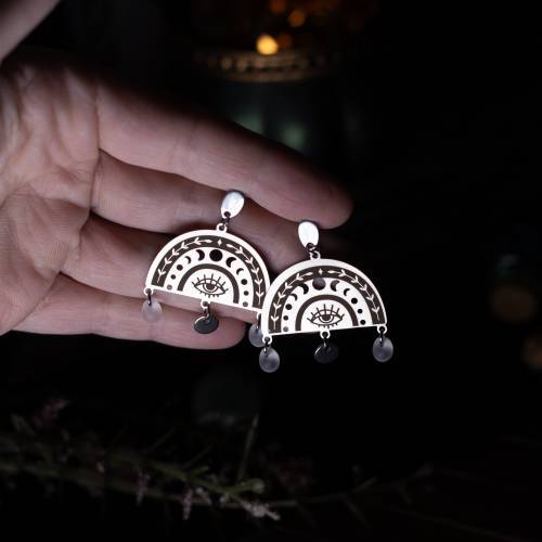 boucles d'oreilles - puce d'oreilles - oeil porte bonheur