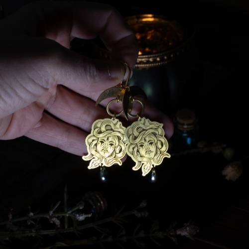 boucles d'oreilles médusa en laiton