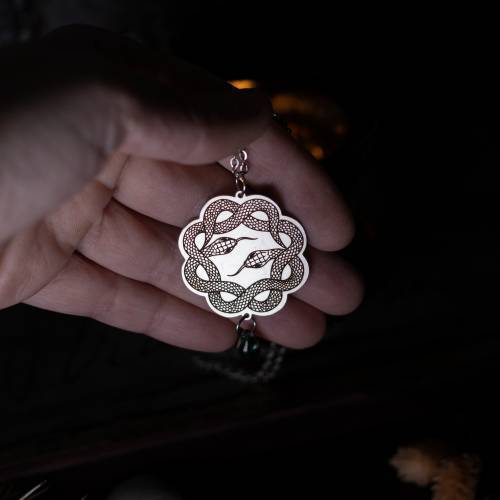 collier pendentif serpent - ouroboros en acier inoxydable