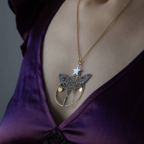 collier pendentif papillon acier inoxydable