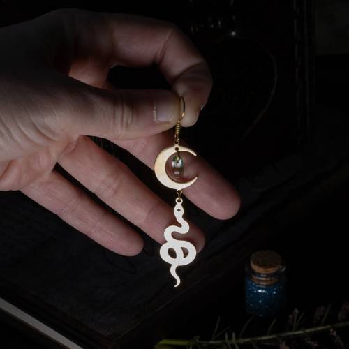 boucles d'oreilles serpent - laiton  - sorcière - magie - reptile
