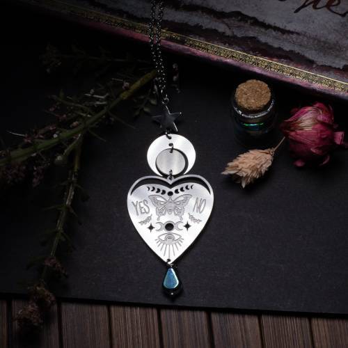 collier pendentif ouija en acier inoxydable