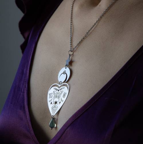 collier pendentif ouija en acier inoxydable