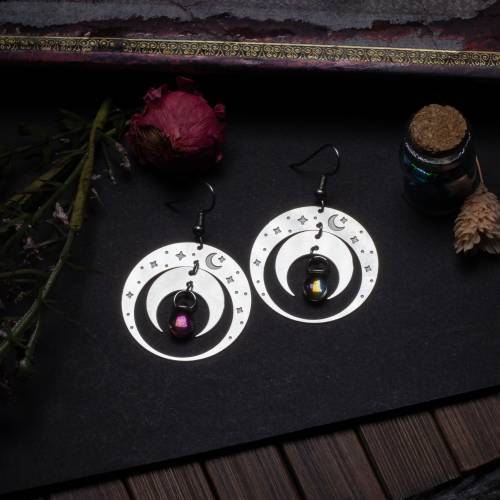 boucles d'oreilles créoles lune en acier inoxydable