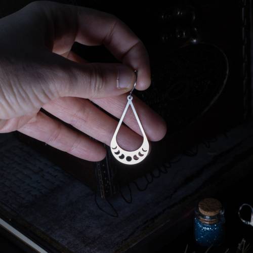 boucles d'oreilles phase de la lune en acier inoxydable