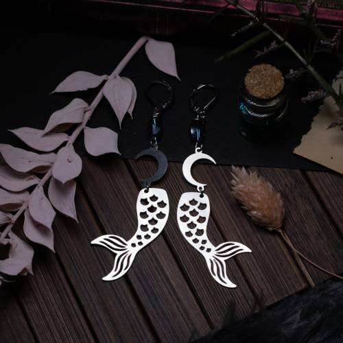 boucles d'oreilles sirène en acier inoxydable