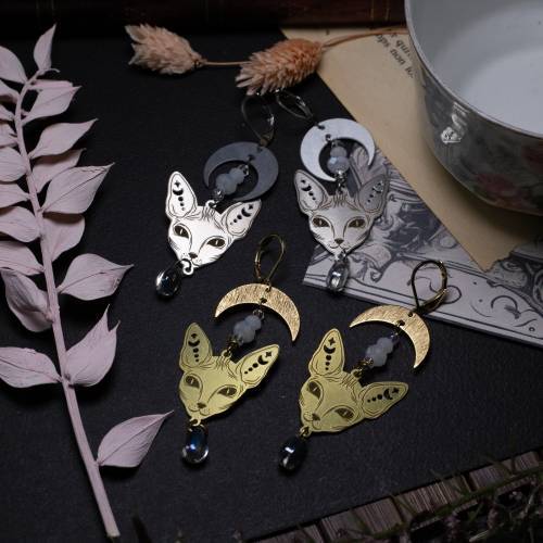boucles d'oreilles chat sphynx