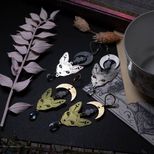 boucles d'oreilles chat sphynx