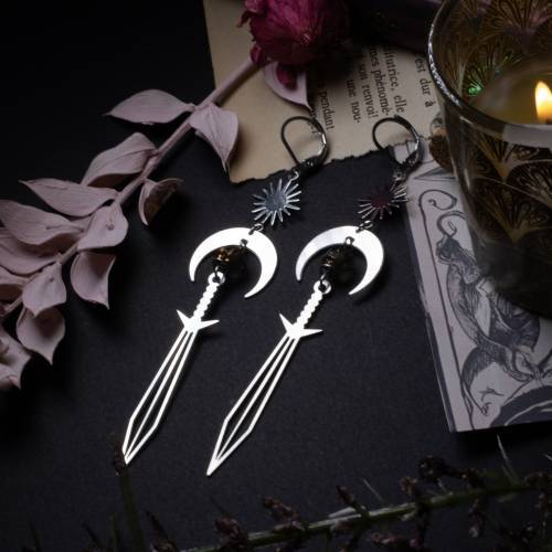 boucles d'oreilles épée - camelot en acier inoxydable