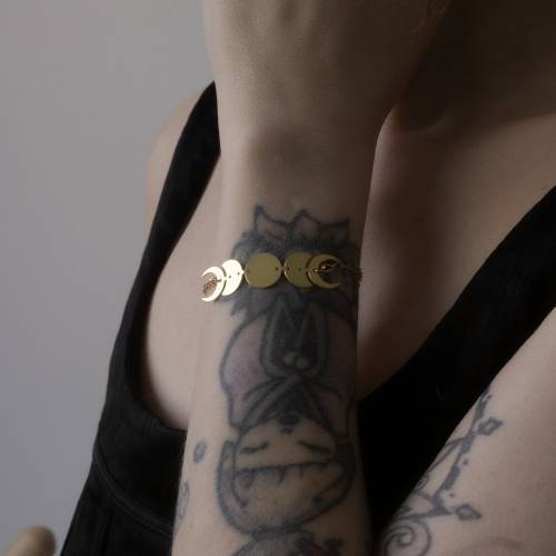 Bracelet gourmette -  phase de la lune en laiton
