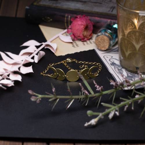 Bracelet gourmette -  phase de la lune en laiton