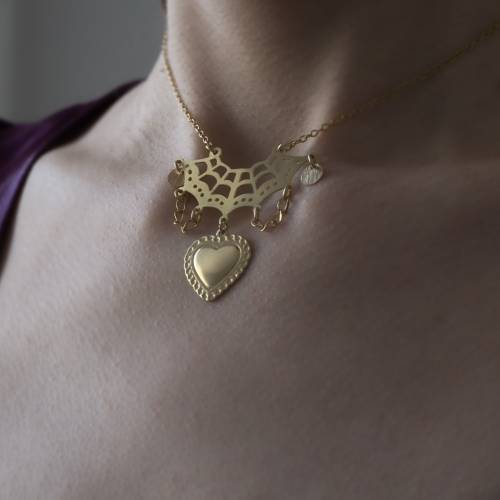 ras de cou gothique  romantique - coeur en laiton