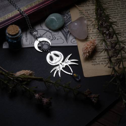 collier pendentif jack - halloween   en acier inoxydable