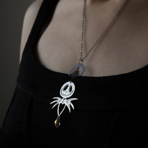 collier pendentif jack - halloween   en acier inoxydable