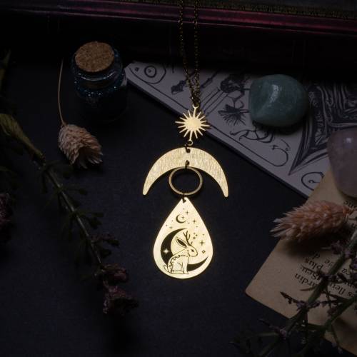 collier pendentif jackalope en laiton