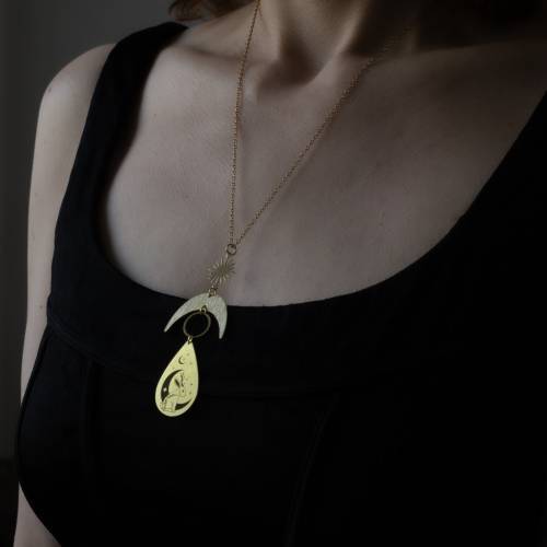 collier pendentif jackalope en laiton