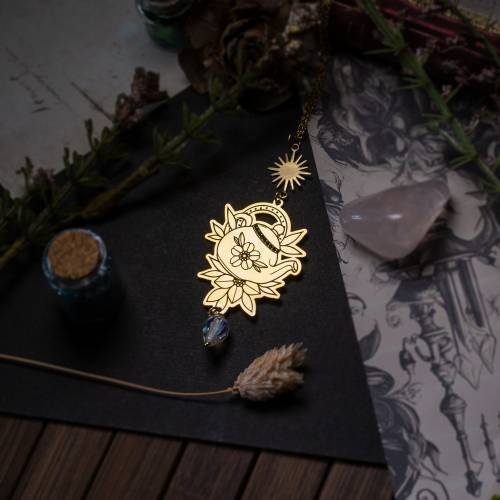 collier pendentif théière - tea party  en laiton