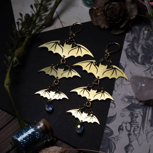 boucles d'oreilles chauve-souris  en laiton