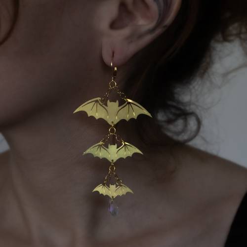 boucles d'oreilles chauve-souris  en laiton