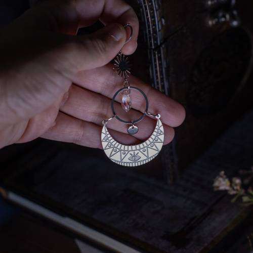 boucles d'oreilles oeil porte bonheur - Horus en acier inoxydable