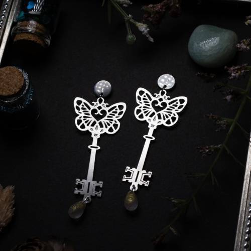 boucles d'oreilles clefs en acier inoxydable