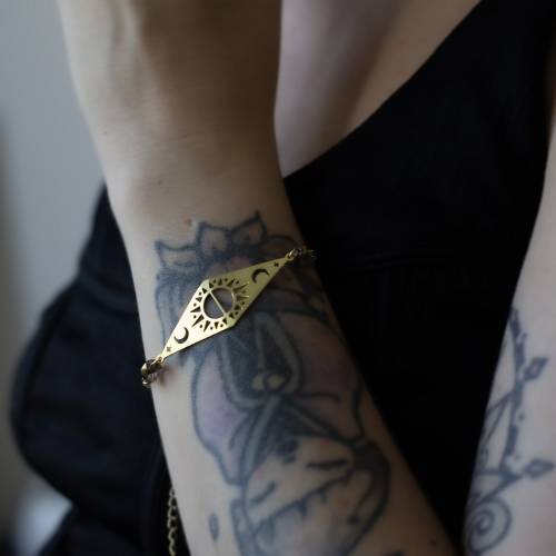 Bracelet chaîne  en laiton  lune soleil