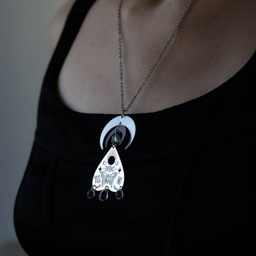 collier pendentif ouija en acier inoxydable