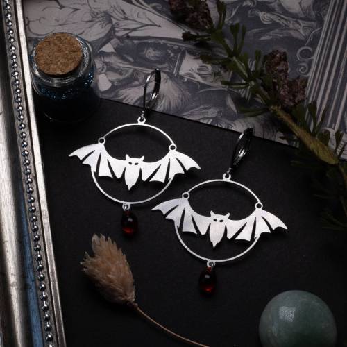 boucles d'oreilles chauve-souris  en acier inoxydable