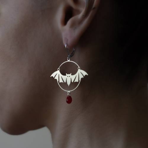 boucles d'oreilles chauve-souris  en acier inoxydable